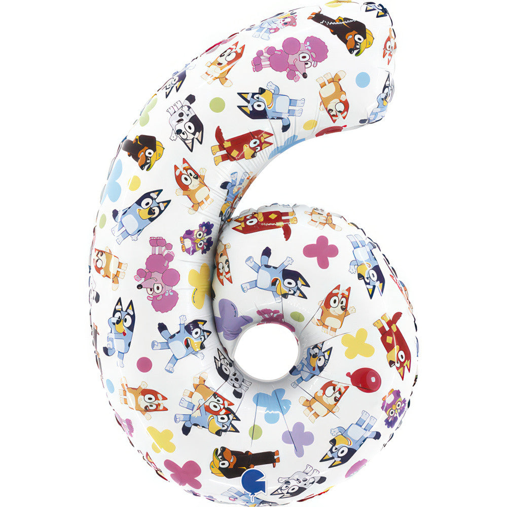 Bluey Friends Zahl 6 Folienballon 66 cm