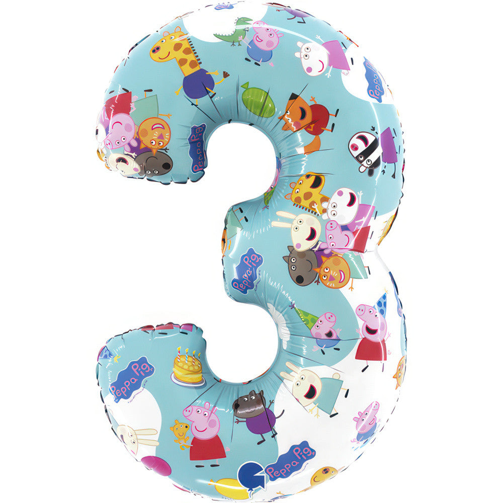 Peppa Wutz Blue Zahl 3 Folienballon 66 cm