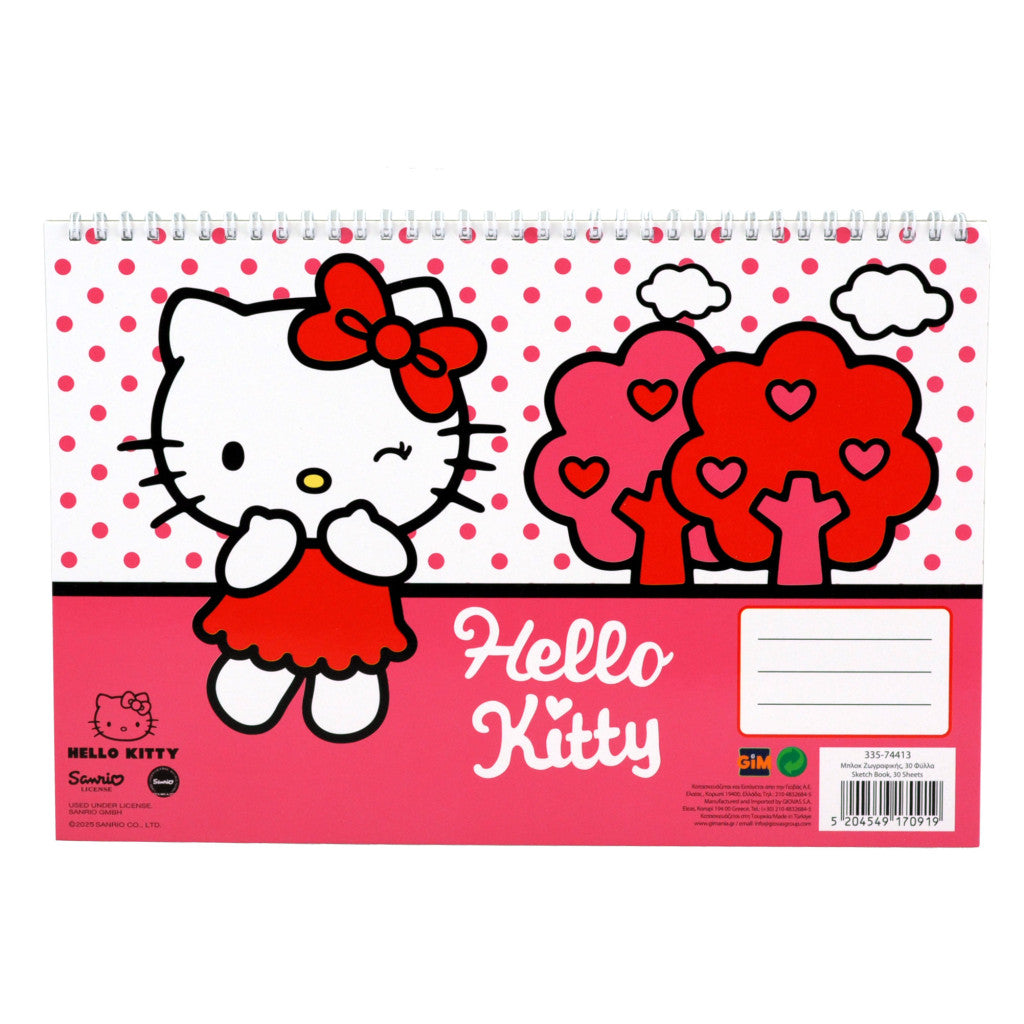 Hello Kitty Sweetheart A/4 Spiral Skizzenbuch, 30 Blatt