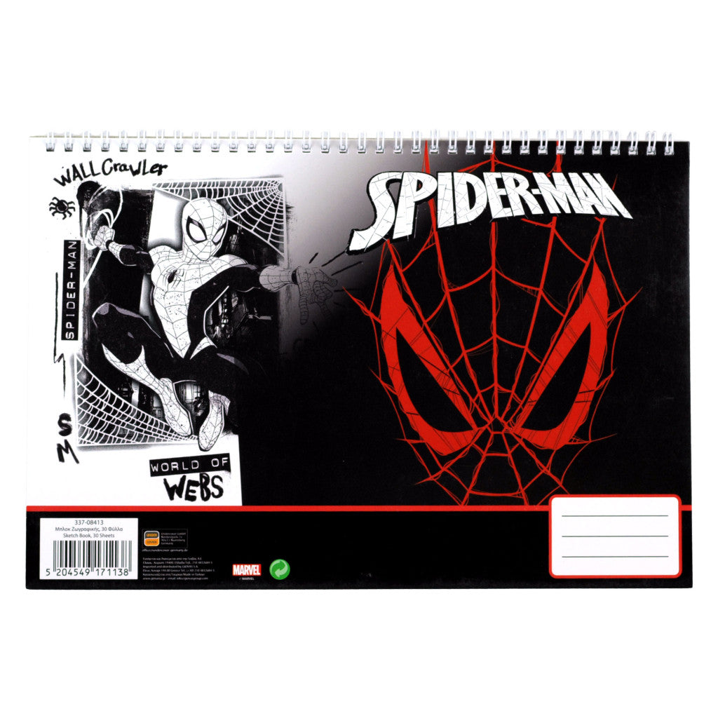 Spiderman World of Webs A/4 Spiral-Skizzenbuch, 30 Blatt