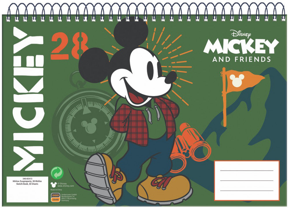 Disney Mickey Hike A/4 Spiral Skizzenbuch 30 Blatt