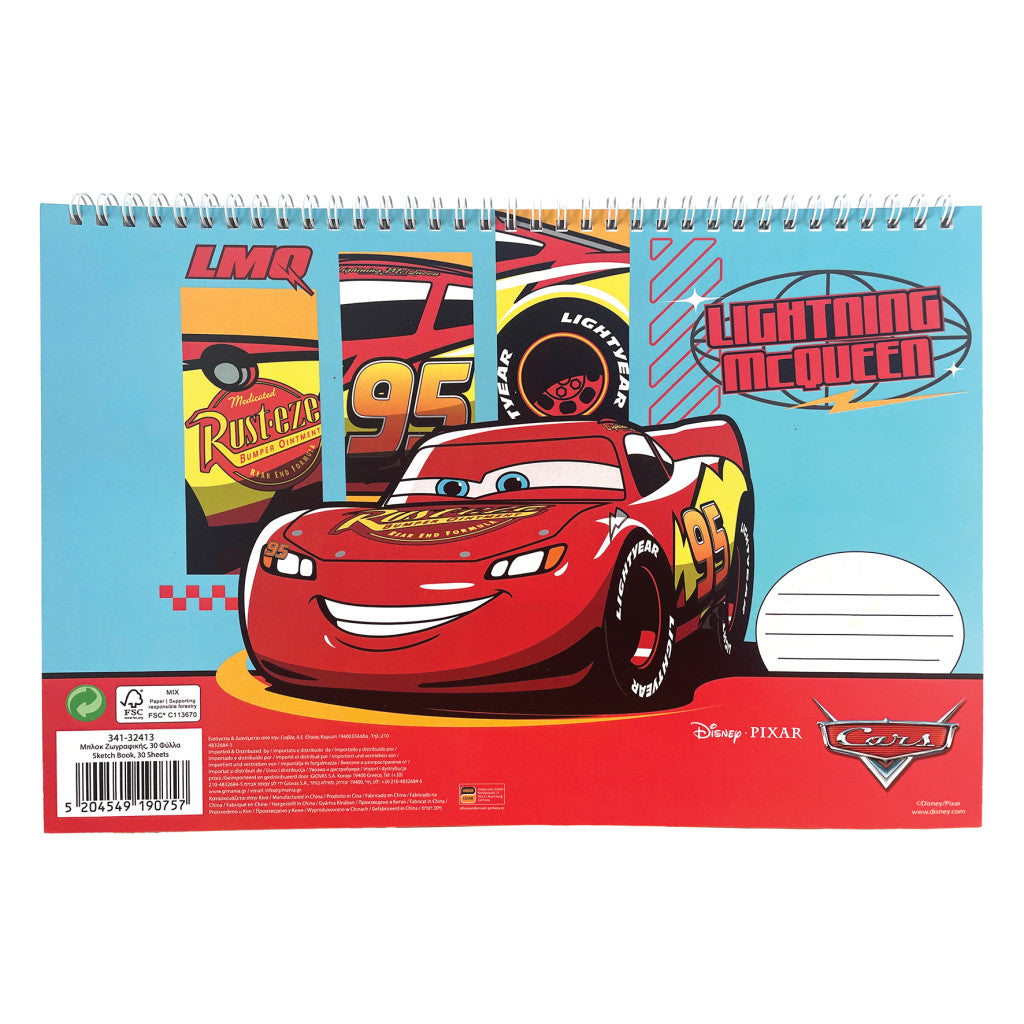 Disney Cars Roaring A/4 Spiral-Skizzenheft, 30 Blatt