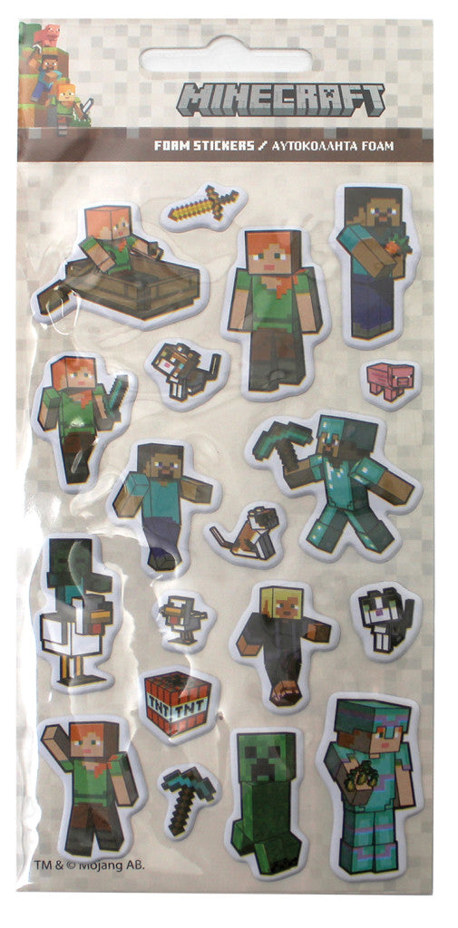 Minecraft Pixel Pals puffiges Schaumstoff-Aufkleberset
