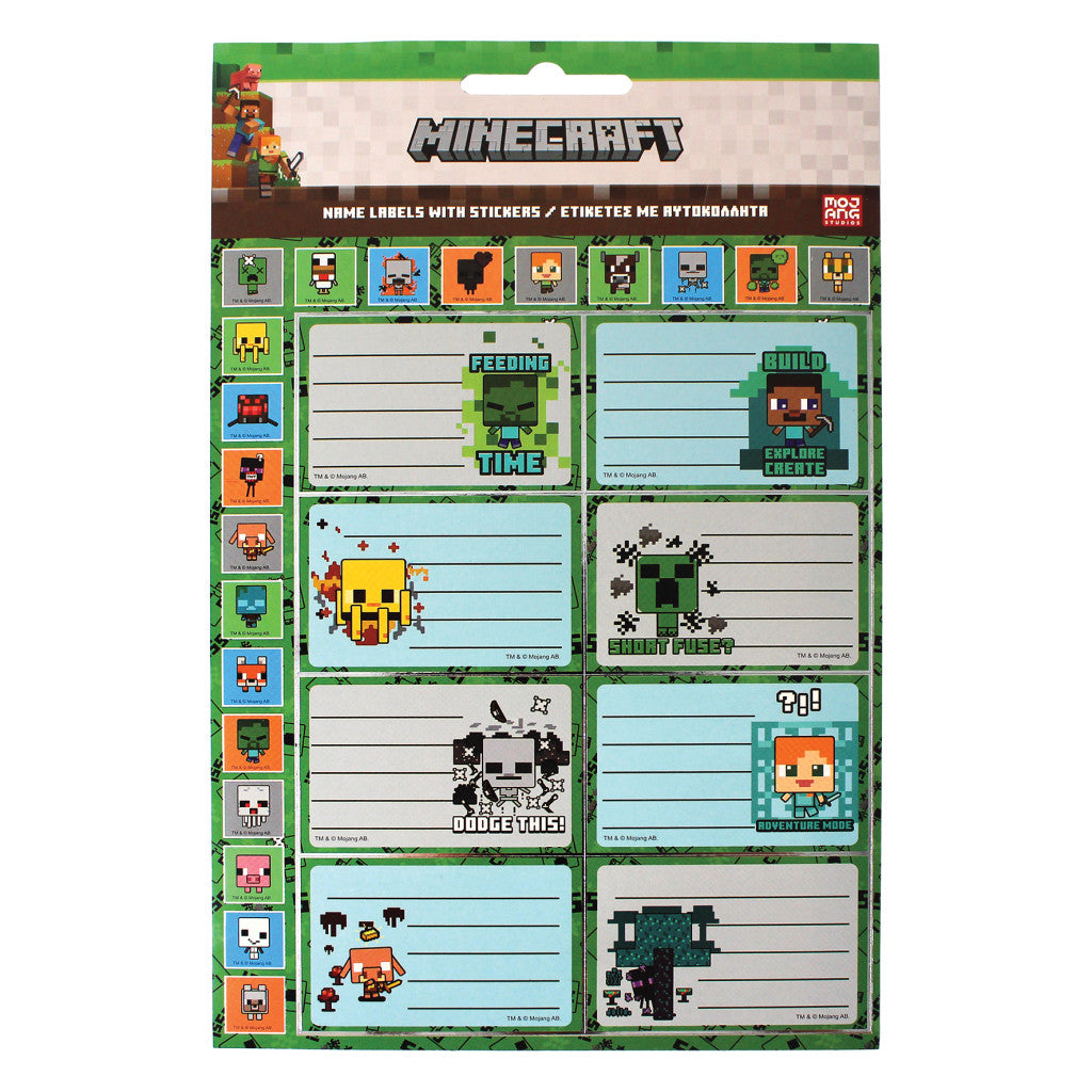 Minecraft Creepers Need Hugs Heftetiketten mit Aufklebern 16 Stück