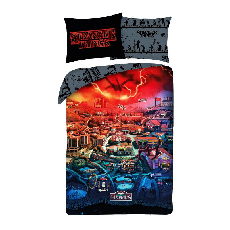 Stranger Things Hawkins Bettwäsche 140×200cm, 70x90 cm Mikrofaser