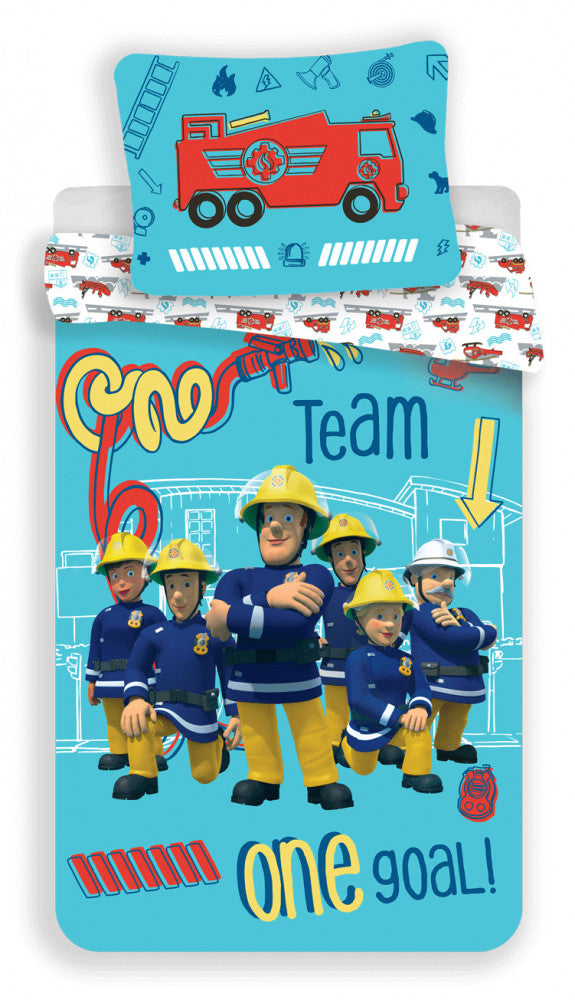 Feuerwehrmann Sam Bettwäsche-Set Team 140×200cm, 70×90 cm