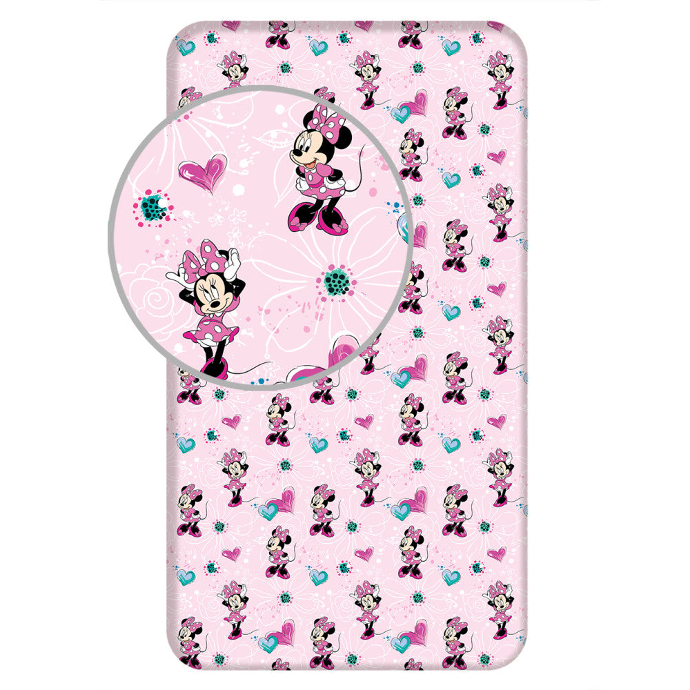 Disney Minnie Flowers elastisches Spannbettlaken 90x200 cm