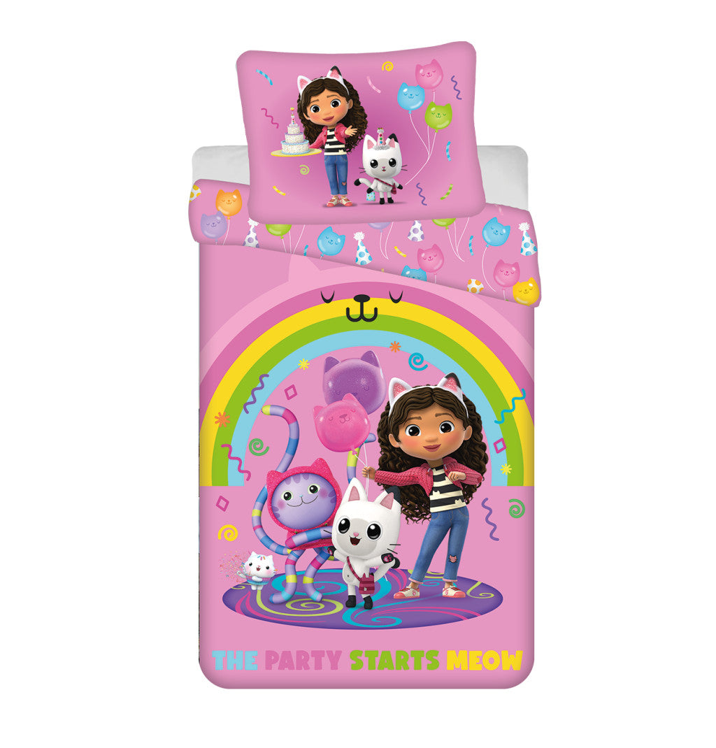 Gabby's Dollhouse Rainbow Party Bettwäschebezug 140×200cm, 70×90 cm Mikrofaser