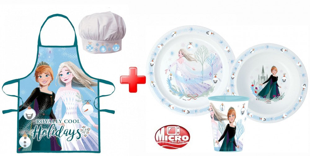 Disney Eiskönigin Royally Cool Weihnachtsschürze und Plastik Essservice Set