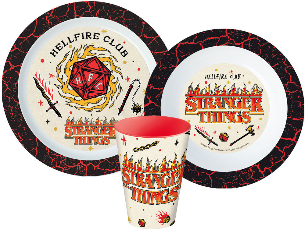 Stranger Things Upside Down Essgeschirr, Mikrowelle-Kunststoff-Set, Becher 260 ml