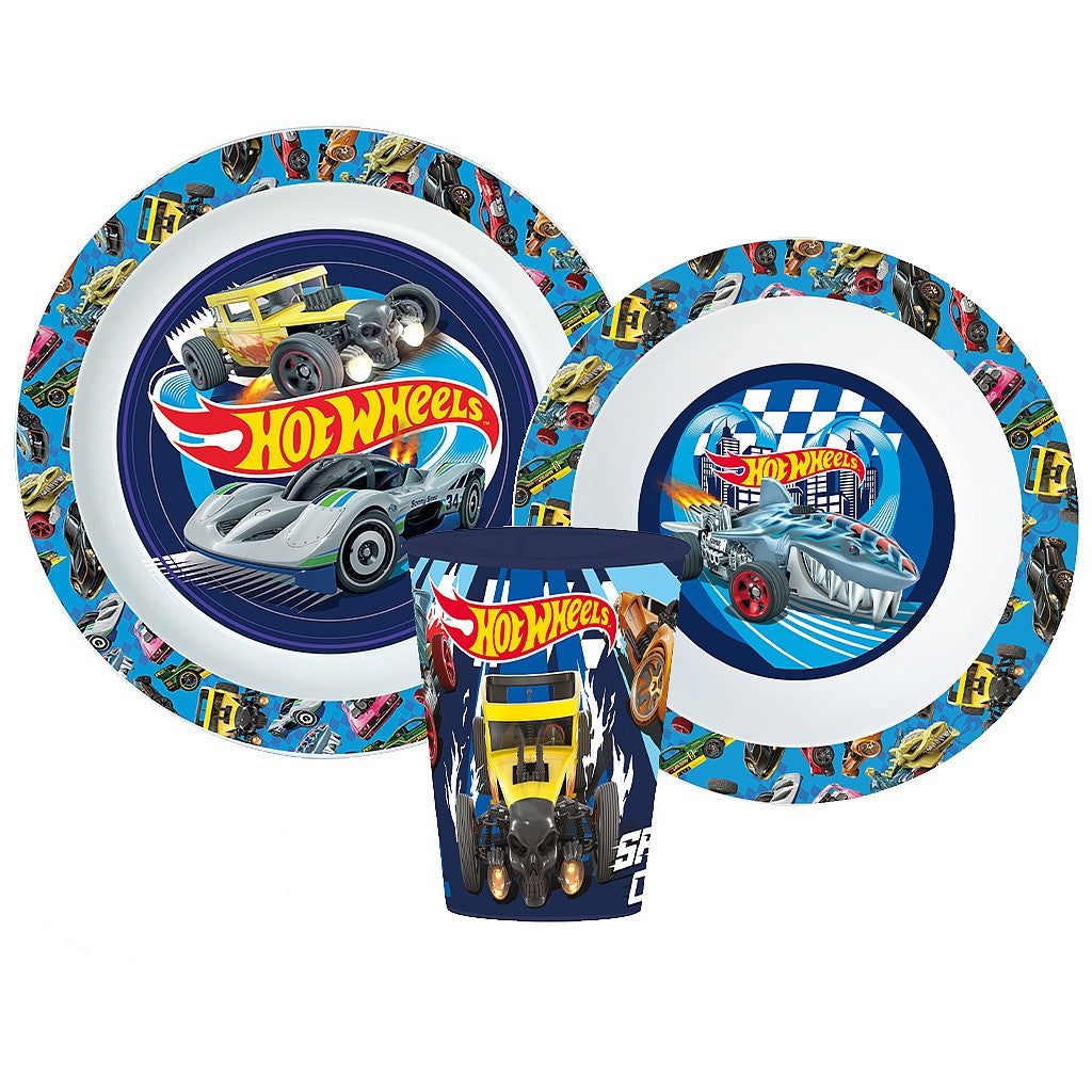 Hot Wheels Blue Fire Essgeschirr, Mikrokunststoffset mit Becher 260 ml