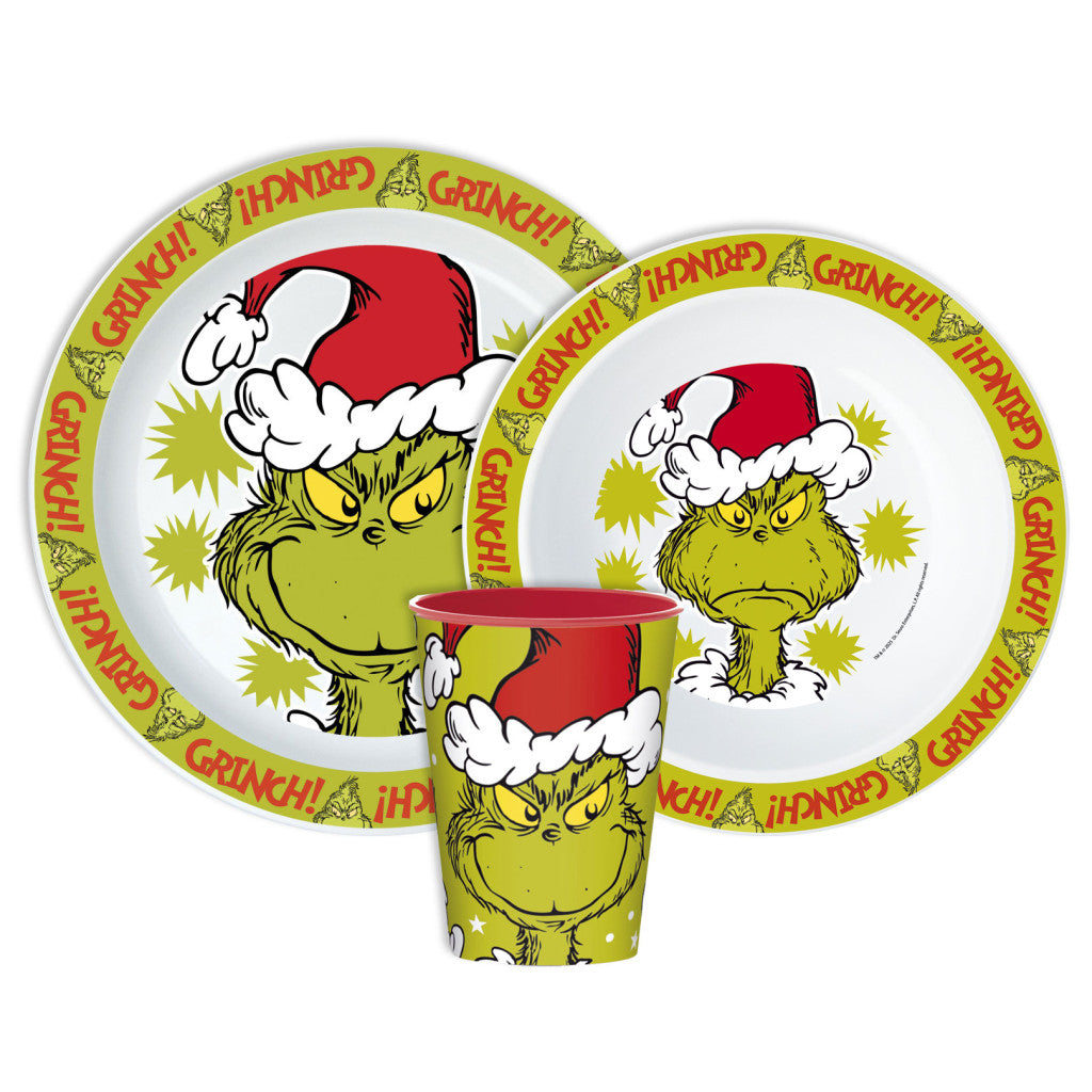 Der Grinch Christmas Mischief Essgeschirr, Mikroplastik-Set, mit Becher 260 ml