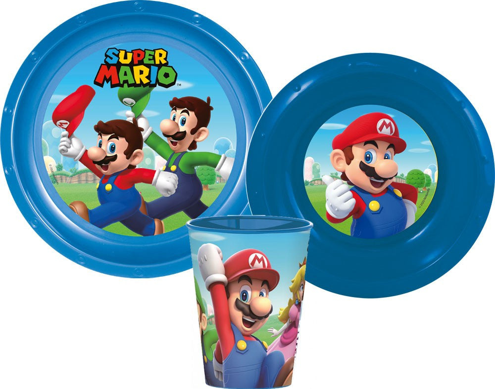 Super Mario Mushroom Kingdom Geschirr, Kunststoffset