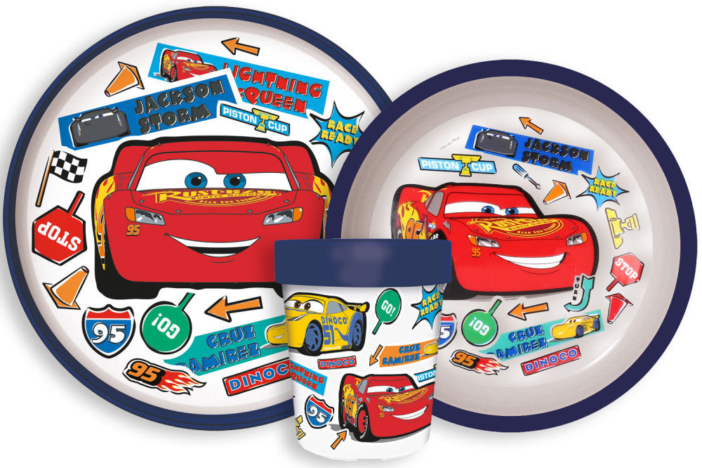 Disney Cars Stickers Go rutschfestes Geschirrset, Mikroplastik-Set