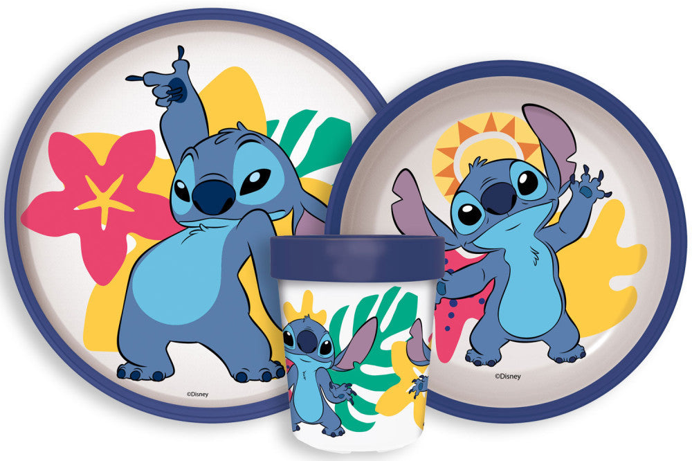 Disney Lilo und Stitch Palm rutschfestes Tischgeschirr-Set, Mikro-Kunststoff-Set