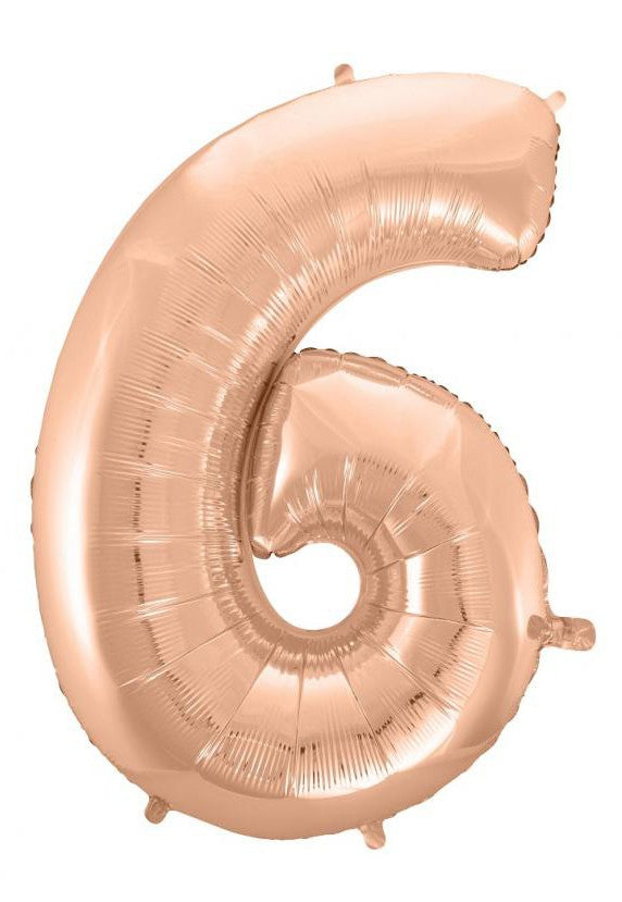 Nummer Rose Gold Nummer 6 Folienballon 92 cm
