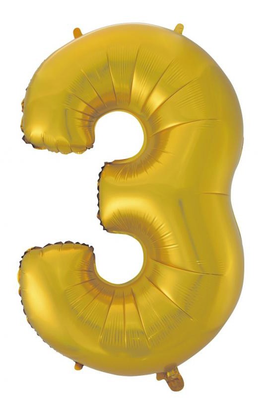 Nummer Gold Mat Goldene Nummer 3 Folienballon 92 cm