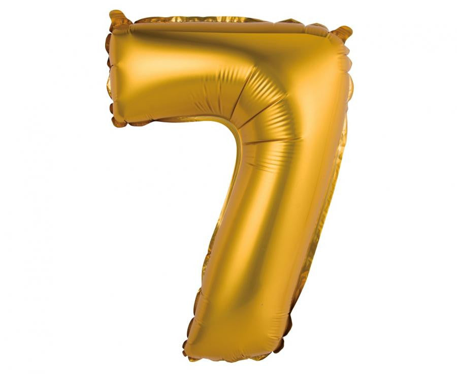 Nummer Gold Matt Goldene 7 Mini-Zahlen-Folienballon 35 cm