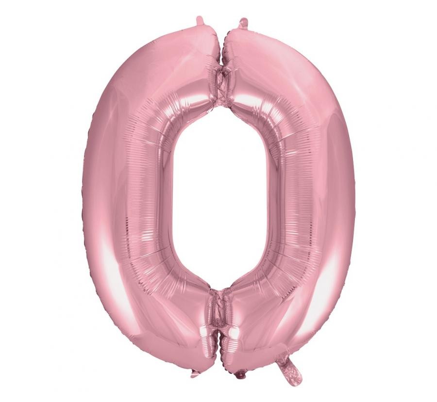 Nummer Light Pink, Rosa Folienballon Zahl 0 - 92 cm