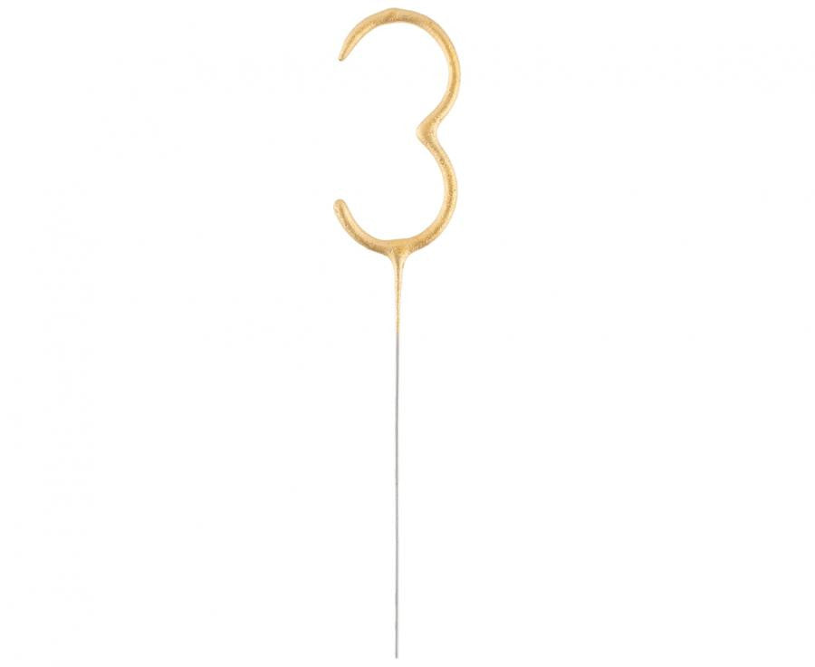 Nummer Gold Goldene Zahl 3 Wunderkerze 17 cm