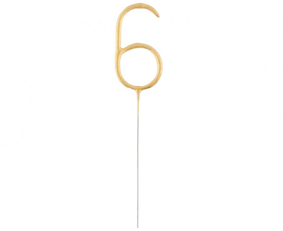 Nummer Gold Goldene Nummer 6 Wunderkerze 17 cm