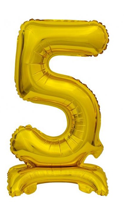 Nummer B&C Gold Goldener Mini-Zahl 5 Folienballon mit Boden 38 cm