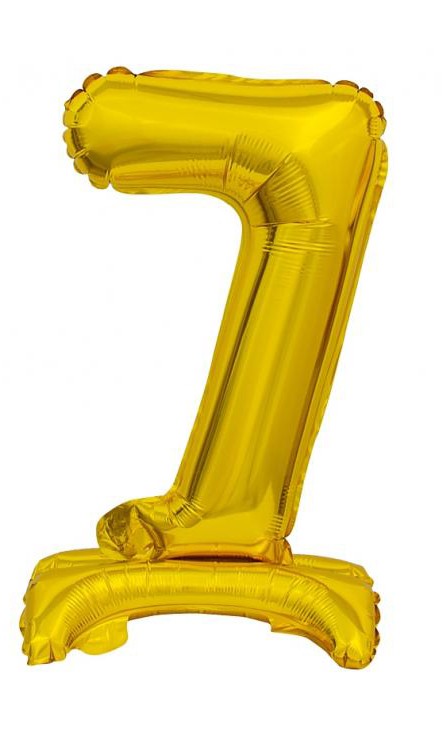 Nummer B&C Gold Goldene Mini-Zahl 7 Folienballon mit Sockel 38 cm