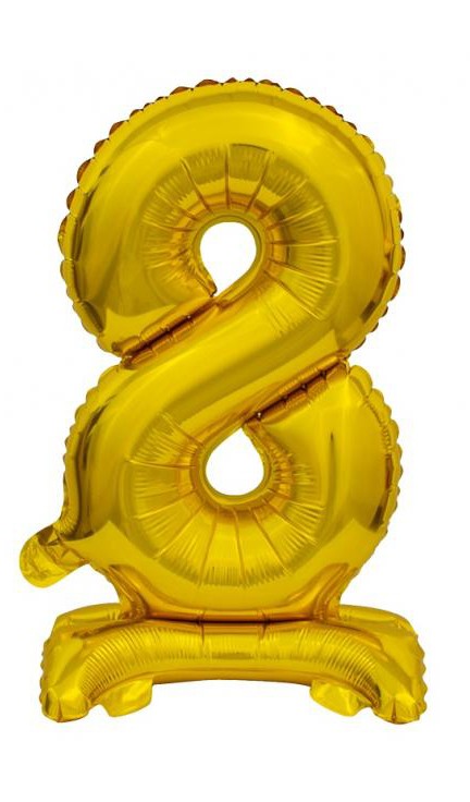 Nummer B&C Gold Goldene Mini Nummer 8 Folienballon mit Ständer 38 cm