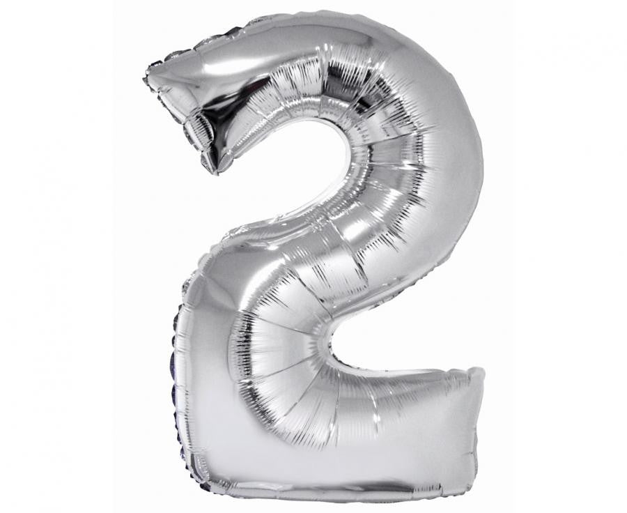 Nummer Silver Silberne Zahl 2 Folienballon 76 cm
