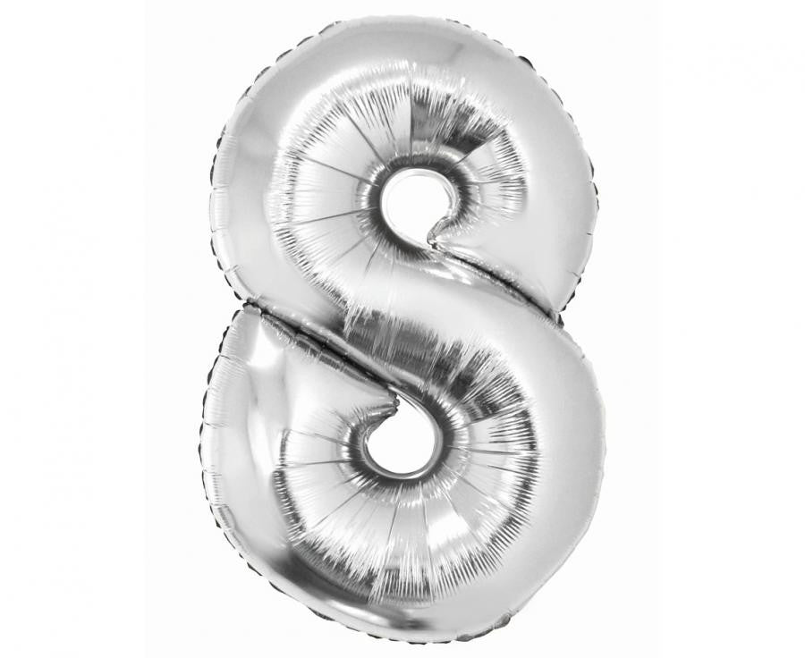 Nummer Silver Silberne Nummer 8 Folie Ballon 76 cm