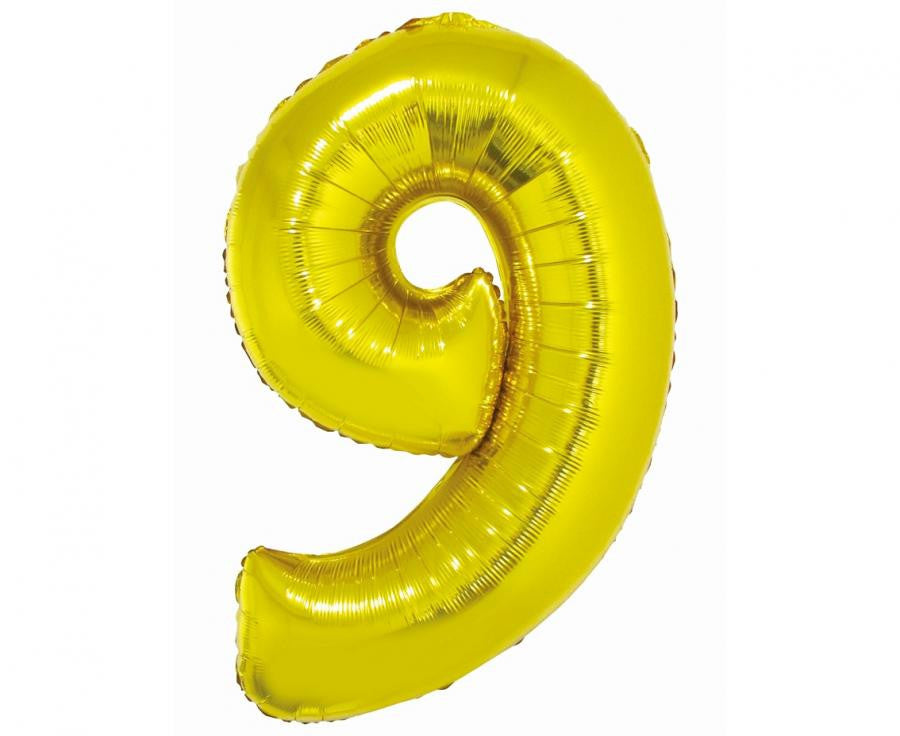 Nummer Gold Goldene Zahl 9 Folienballon 76 cm