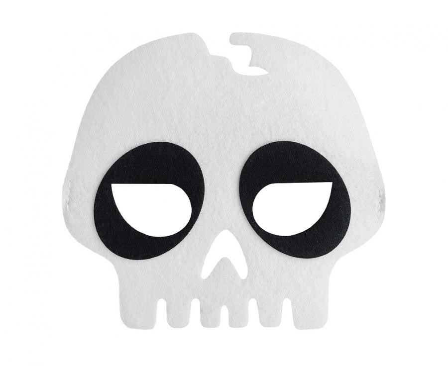 Halloween White Schädel Filzmaske 18 cm