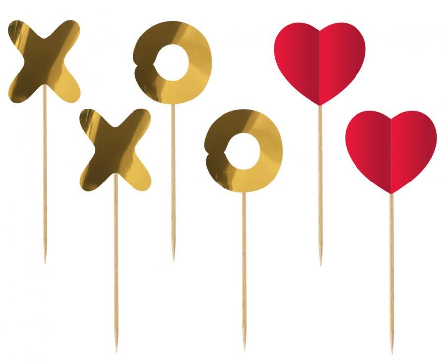 Liebe XOXO Red XOXO dekorativer Stab, 6er-Pack