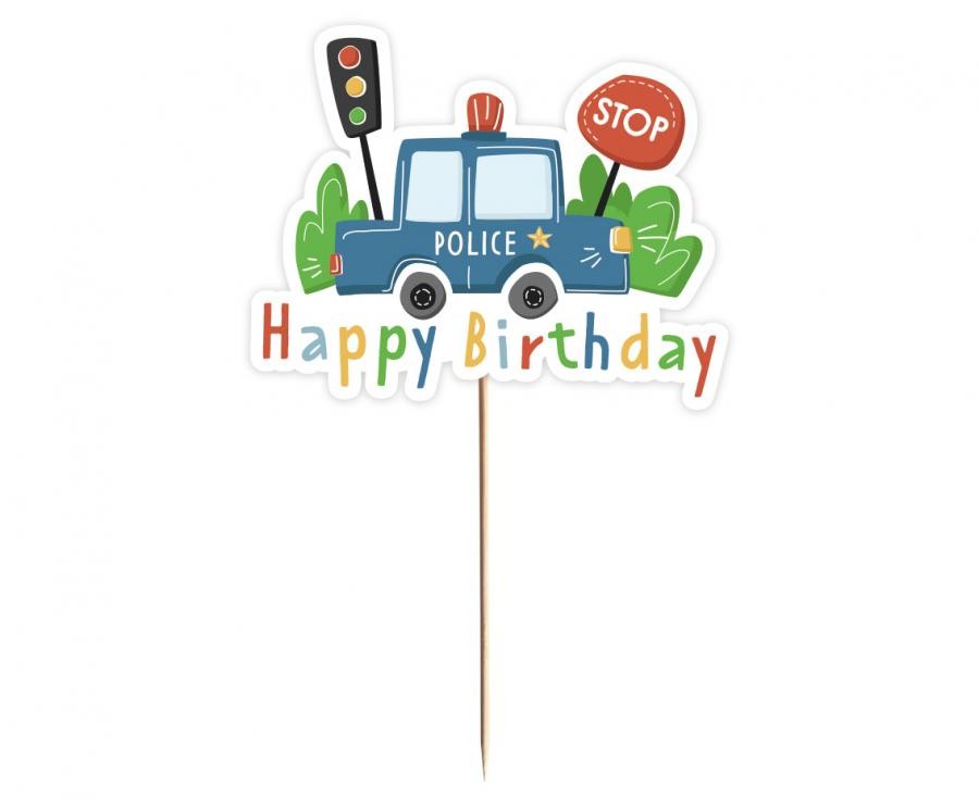 Polizei Beep Happy Birthday Kuchen Dekoration 13 cm