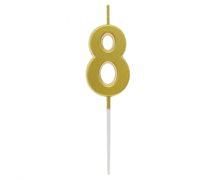 Nummer Gold Metallic, Zahlkerze, Tortenkerze 8
