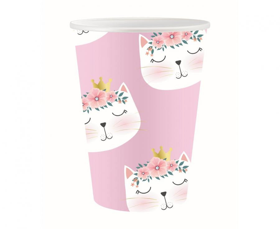 Katze Sleepy Papierbecher 6er Pack, 250 ml