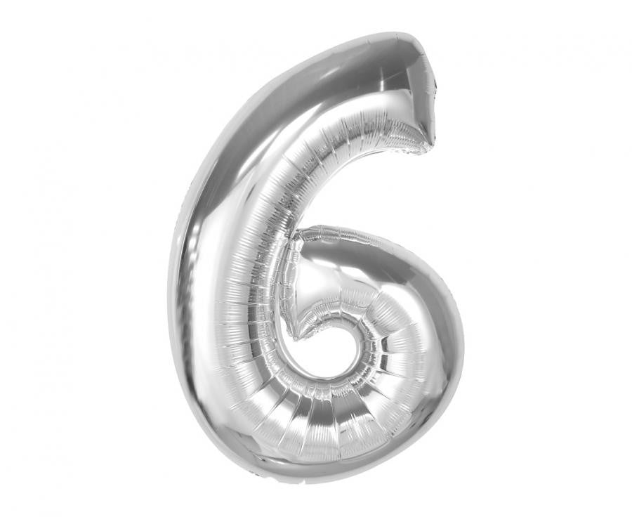 Nummer Silver Silber Zahl 6 Folienballon 92 cm