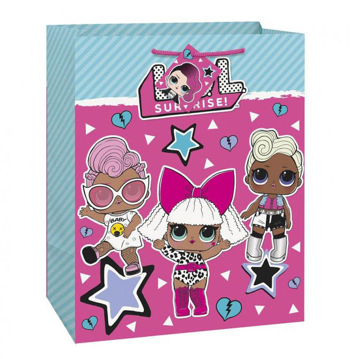 LOL Surprise! Star Geschenktasche, Geschenkbeutel 33x26 cm