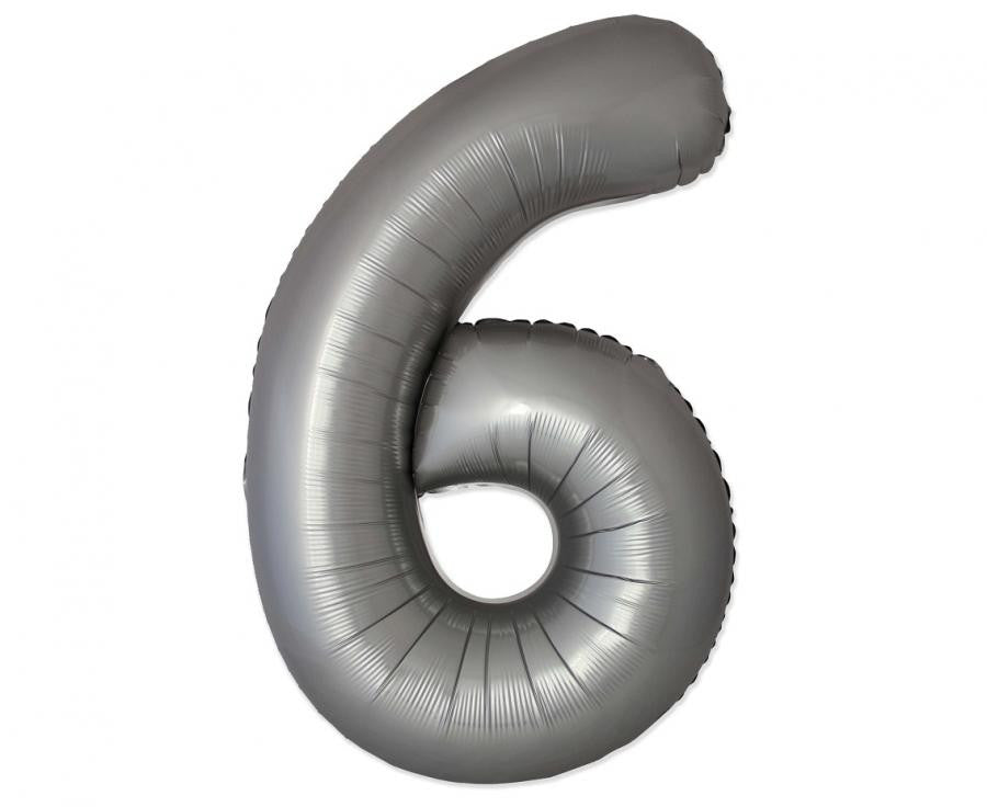 Nummer Moonlight Matt Silber 6er Zahl Folienballon 76 cm (WP)
