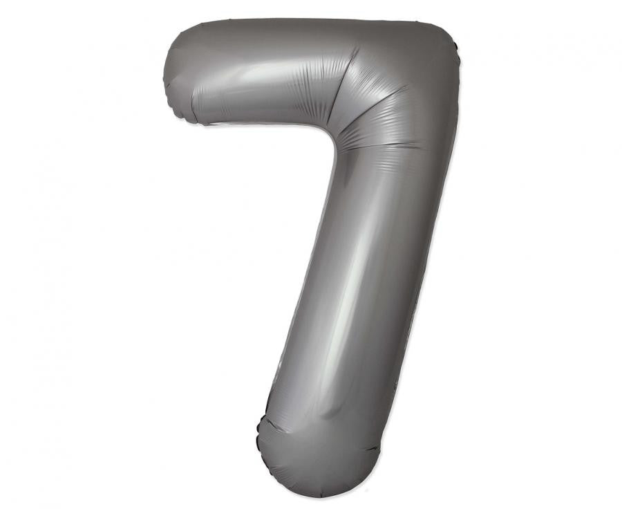 Nummer Moonlight Matt Silber Folienballon Zahl 7, 76 cm (WP)