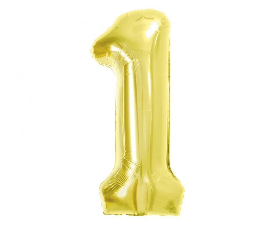 Nummer Light Gold Gold Folienballon Zahl 1, 85 cm
