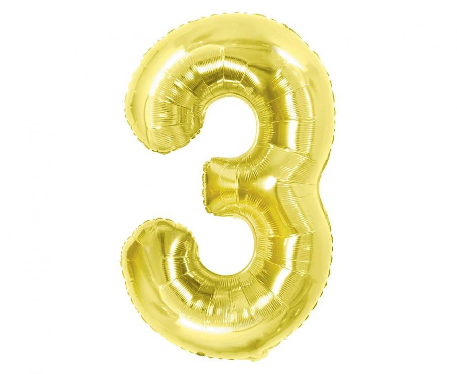 Nummer Light Gold Goldene Folienballon Zahl 3 85 cm