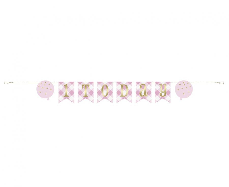 Erster Geburtstag 1st Birthday Pink Papierbanner 182 cm