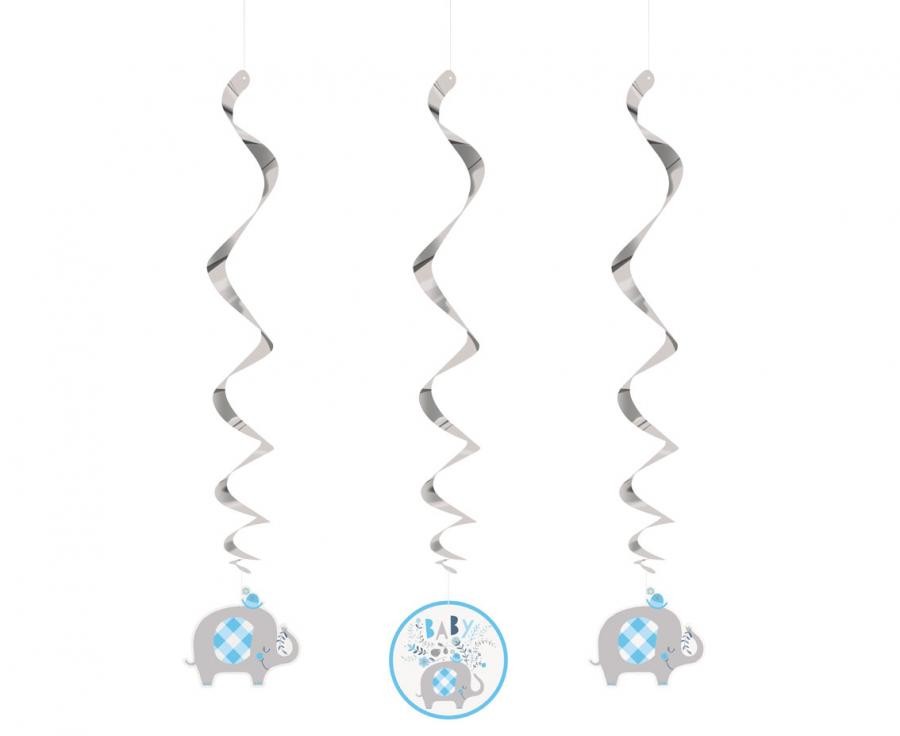 Elefant Floral Blaue Bänder Dekoration 3-teiliges Set