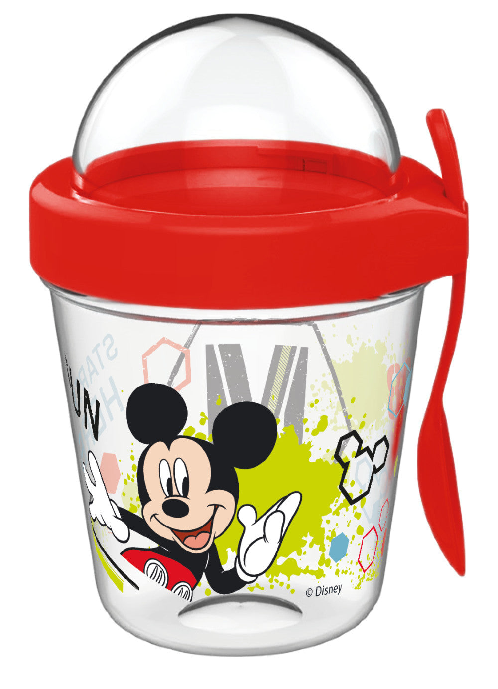 Disney Mickey Snackbecher mit Deckel und Löffel 350 ml
