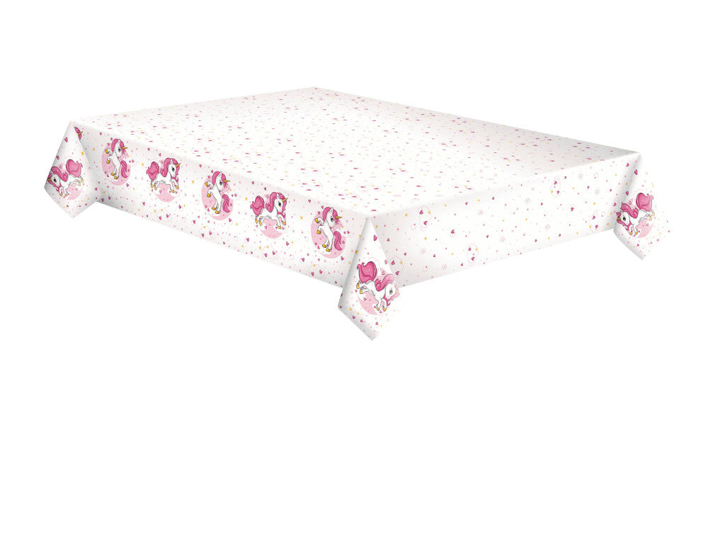 Einhorn Pink Heart Papier-Tischdecke 120x180 cm