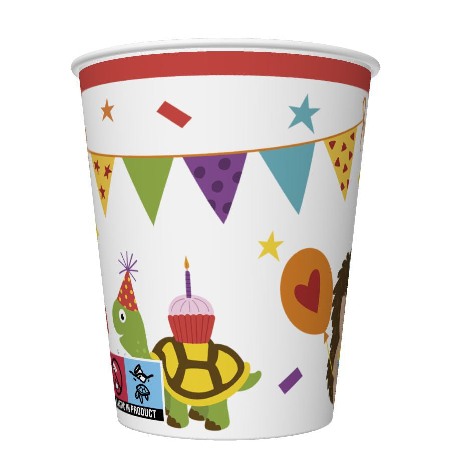Tiere Cute Party Pappbecher 8er-Set, 250 ml