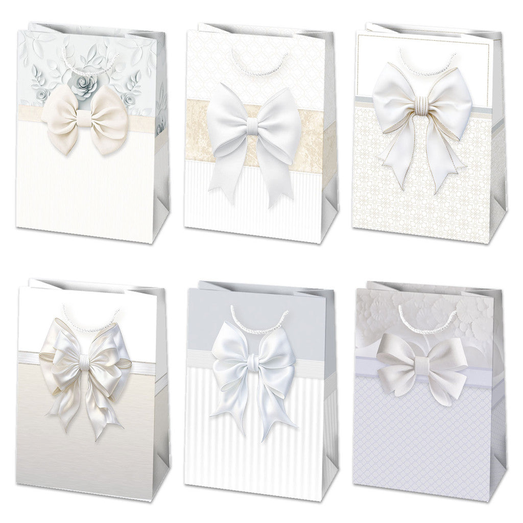 Farbe Bow Weiße Papier Geschenktasche 23x32x11 cm