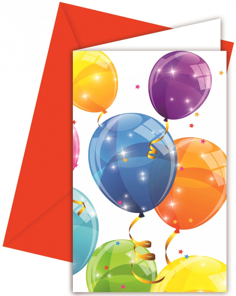 Ballon Sparkling Party Einladung 6er Set