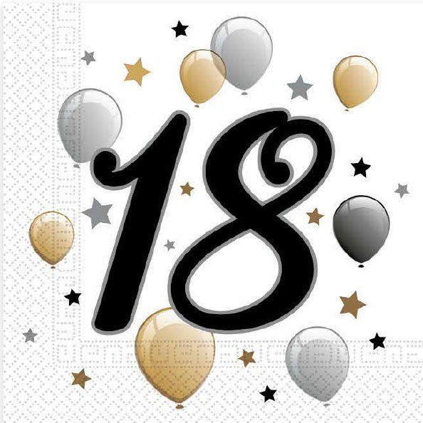Geburtstag Milestone Happy Birthday 18 Serviettenset 20 Stk 33x33 cm